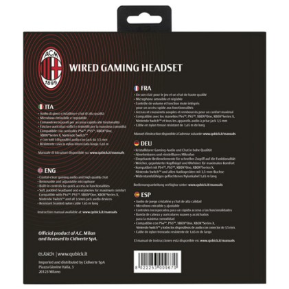 Cuffie Gaming Qubick Ac Milan Acmu0035