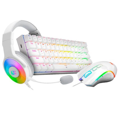 REDRAGON S129W tastiera Mouse incluso USB QWERTY Inglese Bianco