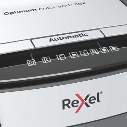Rexel Optimum AutoFeed+ 50X distruggi documenti Triturazione incrociata 55 dB 22 cm Nero, Grigio