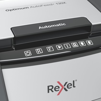 Rexel Optimum AutoFeed+ 130X distruggi documenti Triturazione incrociata 55 dB 22 cm Nero, Argento