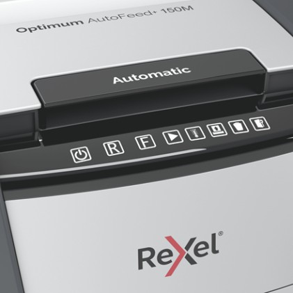 Rexel Optimum AutoFeed+ 150M distruggi documenti Taglio a frammenti 55 dB 22 cm Nero, Grigio