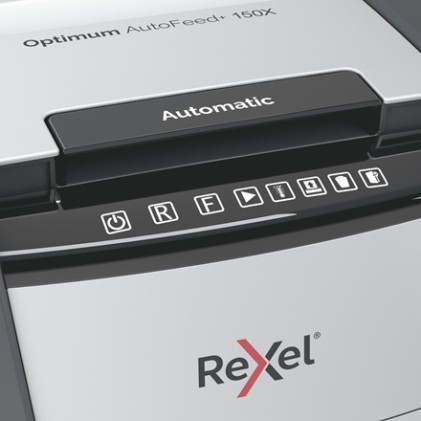 Rexel Optimum AutoFeed+ 150X A distruggi documenti Triturazione incrociata 55 dB 22 cm Nero, Grigio