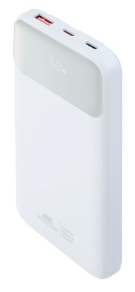 Battery Bank (10000 Mah) 22,5W Fast Charger Con 3 Cavi Integrati ( Di Cui Type C Ed Usb Con Funzione Ricarica ) Bianca