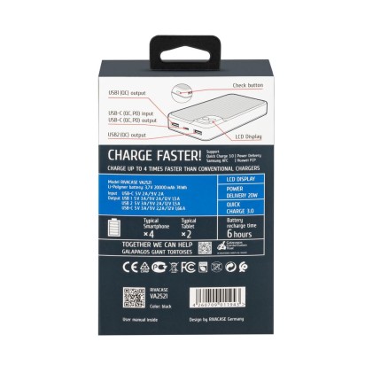 Battery Bank  (20000 Mah) Pd 20W Con Lcd Nera