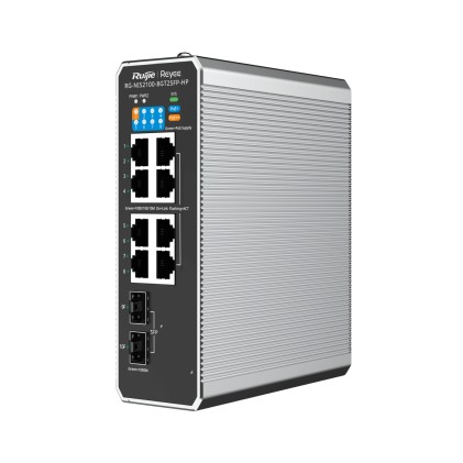 Reyee Cloud Industrial Switch L2 Full Managed Ip40, 8Xrj45 Gigabit, 2Xsfp, 7 P. Poe+ E 1 P. Poe++