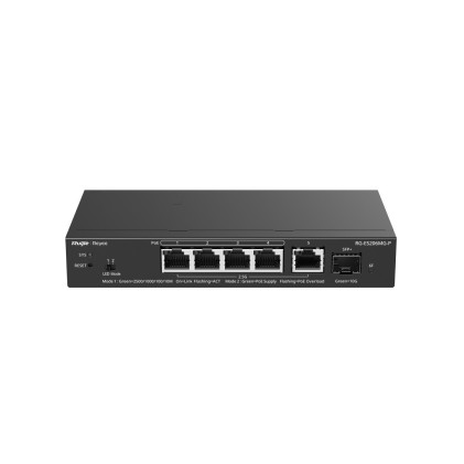 Ruijie Networks RG-ES206MG-P switch di rete Gestito L2 2.5G Ethernet (100/1000/2500) Supporto Power over Ethernet (PoE) Montaggio da desktop/parete Nero