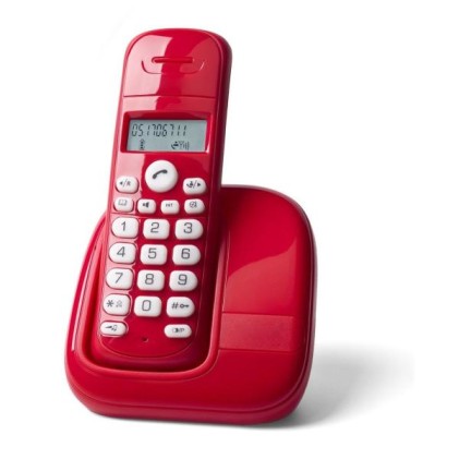 TELEFONO CORDLESS DECT GAP - DISPLAY LCD 1 RIGA - VIVAVOCE - SLIM ROSSO