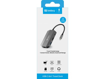 Docking station Sandberg USB-C 6in1 Travel Dock