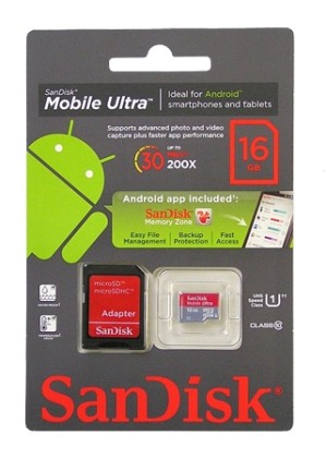 MemoryCard SDHC Micro Card 16GB SANDISK Mobile Ultra Android Class 10 rt