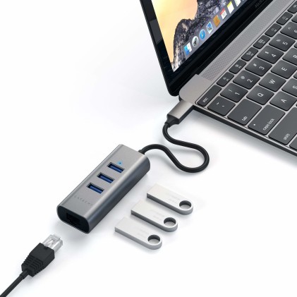 Hub Dock Type C To Usb 3.0-Eth.Spac E Gray 3P Usb 3,0- 1 Ethernet