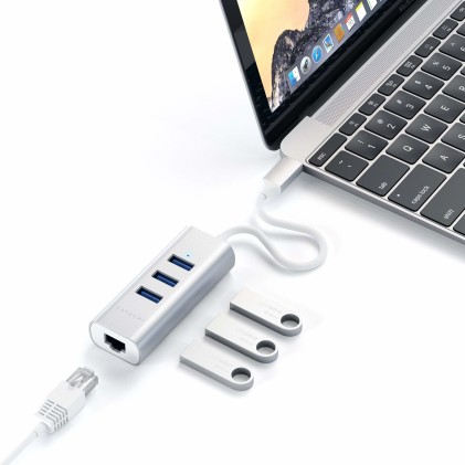 Hub Dock Type C To Usb 3.0-Eth. Slv Silver 3P Usb 3,0- 1 Ethernet