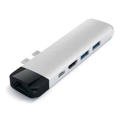 Hub Dock Type C To Gigabit Silver Multiport 2Usb3-Msd-Pow Mb13/15 Sat