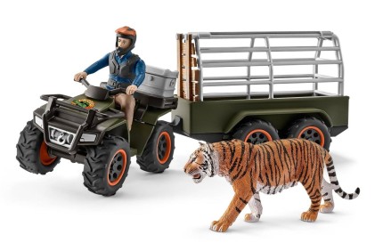 Gioco Schleich Wild Life 42351 Quad con rimorchio e Ranger