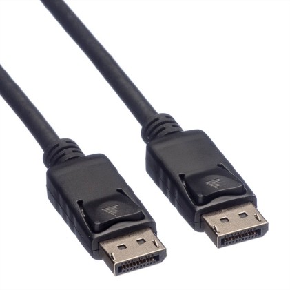 Roline Green Displayport Cable, Dp - Dp, M/M, Black, 1M
