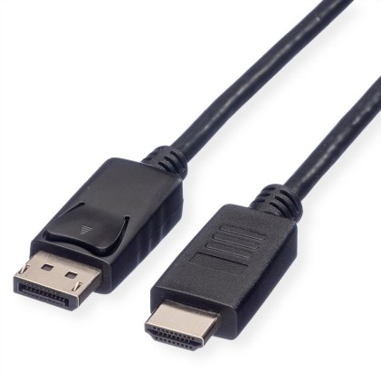 Roline Green Displayport Cable, Dp - Hdtv, M/M, Black, 1M