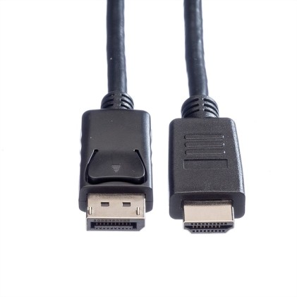 Roline Green Displayport Cable, Dp - Hdtv, M/M, Black, 1M