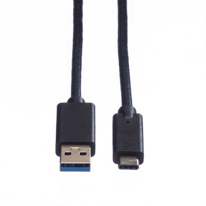 Roline Green Usb3.2 Gen1 Cable, A - C, M/M, Black, 1M