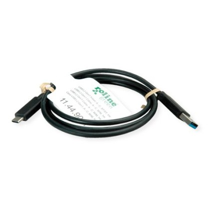 Roline Green Usb3.2 Gen1 Cable, A - C, M/M, Black, 1M