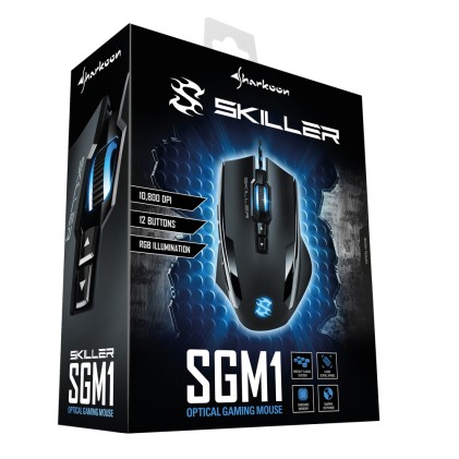 Sharkoon Skiller SGM1 mouse USB tipo A Ottico 10800 DPI Mano destra