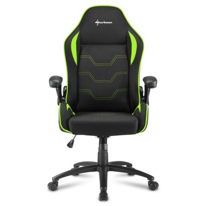 Sharkoon Elbrus 1 Sedia Gaming Tessuto, Braccioli E Schienale Imbottiti E Regolabili, Base In Acciaio, Peso Max Persona 120Kg, Colore Nero/Verde