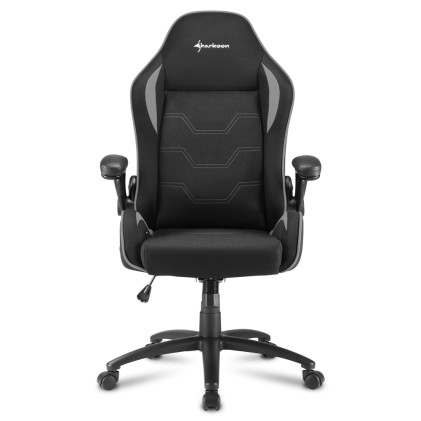 Sharkoon Elbrus 1 Sedia Gaming Tessuto, Braccioli E Schienale Imbottiti E Regolabili, Base In Acciaio, Peso Max Persona 120Kg, Colore Nero/Grigio