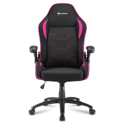 Sharkoon Elbrus 1 Sedia Gaming Tessuto, Braccioli E Schienale Imbottiti E Regolabili, Base In Acciaio, Peso Max Persona 120Kg, Colore Nero/Rosa