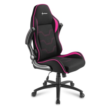 Sharkoon Elbrus 1 Sedia Gaming Tessuto, Braccioli E Schienale Imbottiti E Regolabili, Base In Acciaio, Peso Max Persona 120Kg, Colore Nero/Rosa