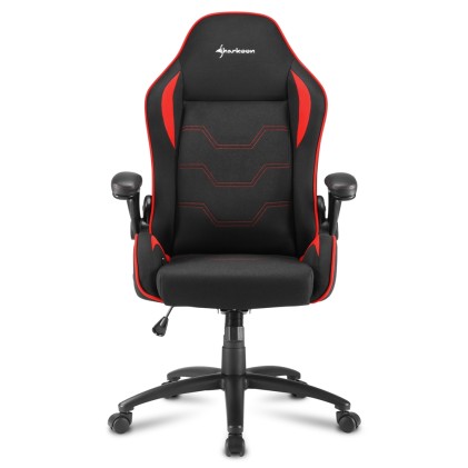 Sharkoon Elbrus 1 Sedia Gaming Tessuto, Braccioli E Schienale Imbottiti E Regolabili, Base In Acciaio, Peso Max Persona 120Kg, Colore Nero/Rosso