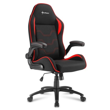 Sharkoon Elbrus 1 Sedia Gaming Tessuto, Braccioli E Schienale Imbottiti E Regolabili, Base In Acciaio, Peso Max Persona 120Kg, Colore Nero/Rosso