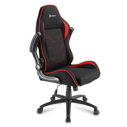 Sharkoon Elbrus 1 Sedia Gaming Tessuto, Braccioli E Schienale Imbottiti E Regolabili, Base In Acciaio, Peso Max Persona 120Kg, Colore Nero/Rosso