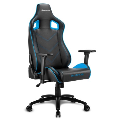 Sharkoon Elbrus 2 Sedia Gaming Pelle Sintetica, Braccioli 3D Regolabili, Schienale Imbottito E Regolabile, Telaio In Acciaio, Peso Max Persona 150Kg, Colore Nero/Blu