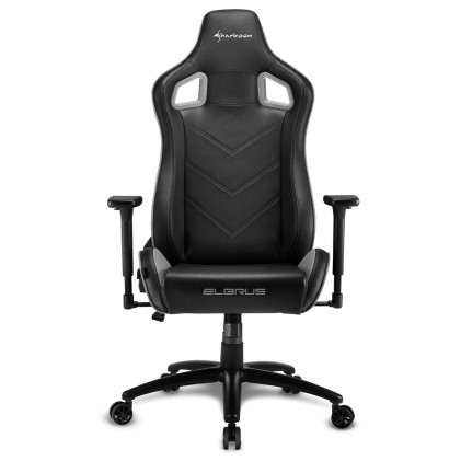 Sharkoon Elbrus 2 Sedia Gaming Pelle Sintetica, Braccioli 3D Regolabili, Schienale Imbottito E Regolabile, Telaio In Acciaio, Peso Max Persona 150Kg, Colore Nero/Grigio