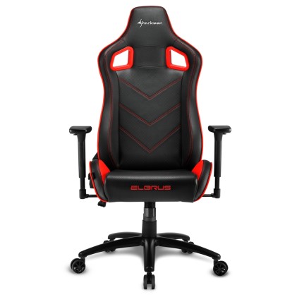 Sharkoon Elbrus 2 Sedia Gaming Pelle Sintetica, Braccioli 3D Regolabili, Schienale Imbottito E Regolabile, Telaio In Acciaio, Peso Max Persona 150Kg, Colore Nero/Rosso