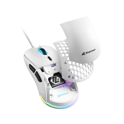 Sharkoon Mouse Gaming Light2-180, 5000 Dpi, Rgb, 6 Tasti Configurabili, Usb, 1.8Mt, Bianco