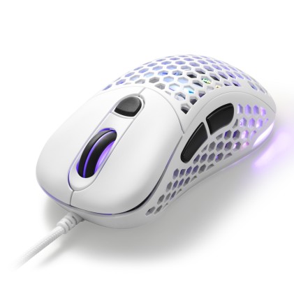 Sharkoon Mouse Gaming Light2-200, Black, 16000 Dpi Max, Rgb, 6 Tasti, Usb 1.8Mt, Bianco