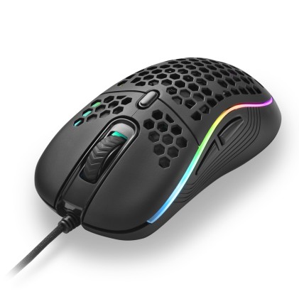 Sharkoon Mouse Gaming Light2-S, 6200 Dpi, Rgb, 6 Tasti Configurabili, Usb, 1.8Mt
