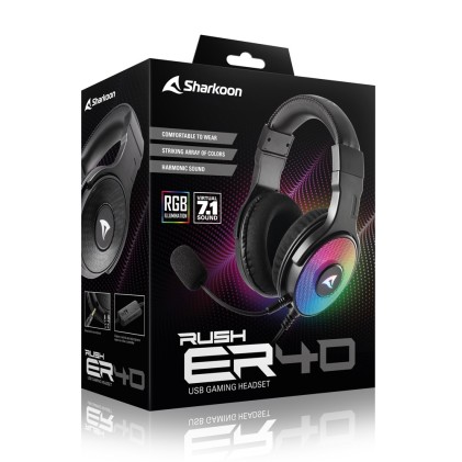 Sharkoon Cuffia Stereo Usb, Multi-Colored-Illumination, 3D Rgb