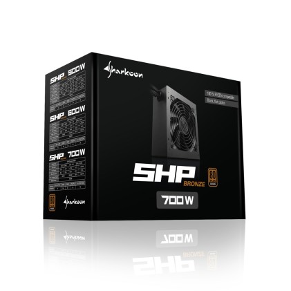 Sharkoon Alimentatore 600Watt 80Plus Bronze, Ryzen Compatibile, 120Mm Low Noise Fan