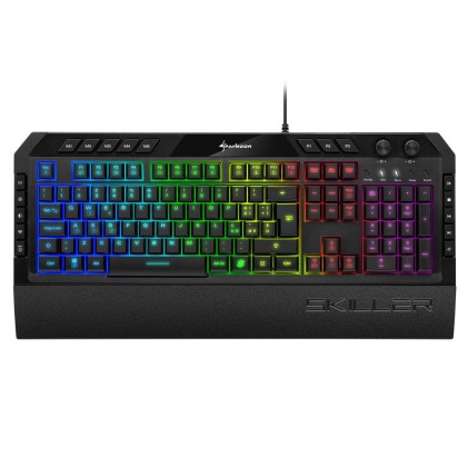 Sharkoon Tastiera Gaming A Membrana Skiller Sgk5 6 Zone Rgb, Poggiapolsi Removibile