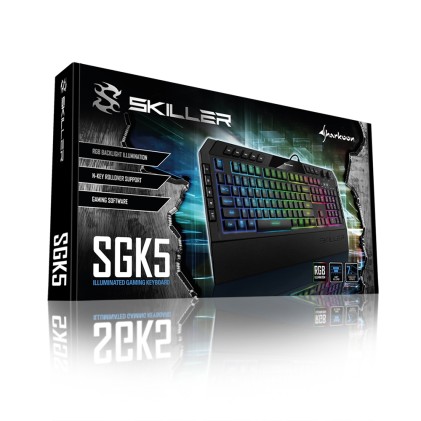 Sharkoon Tastiera Gaming A Membrana Skiller Sgk5 6 Zone Rgb, Poggiapolsi Removibile