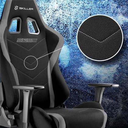 Sharkoon Skiller Sgs2 Sedia Gaming In Tessuto, Braccioli E Schienale Regolabili, Telaio Acciaio, Doppio Cuscino Supporto Cervicale E Lombare, Black/Blue
