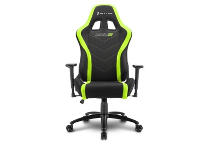 Sharkoon Skiller Sgs2 Sedia Gaming In Tessuto, Braccioli E Schienale Regolabili, Telaio Acciaio, Doppio Cuscino Supporto Cervicale E Lombare, Green