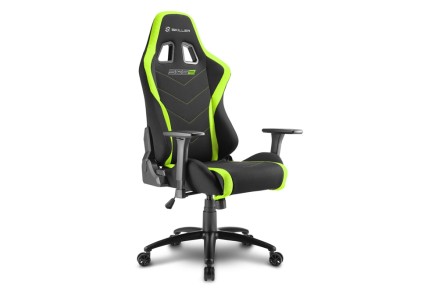 Sharkoon Skiller Sgs2 Sedia Gaming In Tessuto, Braccioli E Schienale Regolabili, Telaio Acciaio, Doppio Cuscino Supporto Cervicale E Lombare, Green