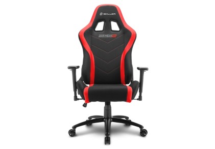 Sharkoon Skiller Sgs2 Sedia Gaming In Tessuto, Braccioli E Schienale Regolabili, Telaio Acciaio, Doppio Cuscino Supporto Cervicale E Lombare, Black/Red