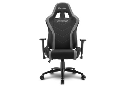 Sharkoon Skiller Sgs2 Sedia Gaming In Tessuto, Braccioli E Schienale Regolabili, Telaio Acciaio, Doppio Cuscino Supporto Cervicale E Lombare, Black/Grey