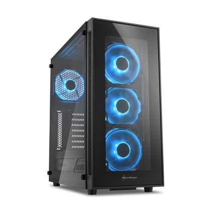 Sharkoon Case Tg5, Atx, 2Xusb2 ,2Xusb3, 7 Slots, 3X120 Led Front 1X120 Rear, Window Vetro Temperato, Blue