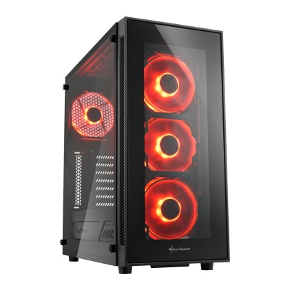 Sharkoon Case Tg5, Atx, 2Xusb2 ,2Xusb3, 7 Slots, 3X120 Led Front 1X120 Rear, Window Vetro Temperato, Red