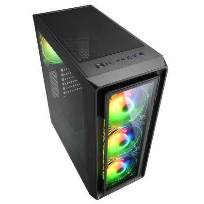 Sharkoon Case Tk4 Rgb 7 Slot Espansione, Pannello Frontale Vetro Temperato, 3 Porte, 3Xusb2.0/3.0, I