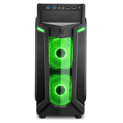 Sharkoon Case Vg6-W Green, Atx, 2Xusb2, 2Xusb3, 6 Slots, 2X120 Led Front 1X120 Rear, Window Acrilic, Blue