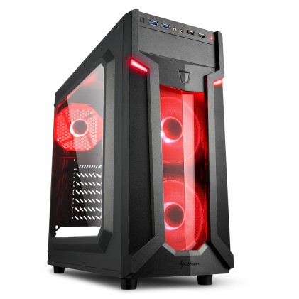 Sharkoon Case Vg6-W Red, Atx, 2Xusb, 2Xusb3, 2, 6 Slots, 2X120